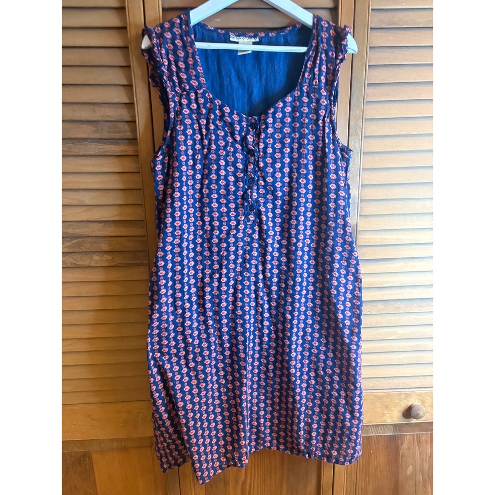 Blue Plate Womens Blue Pink Floral Cotton Shift Dress‎ Sleeveless Boho L
